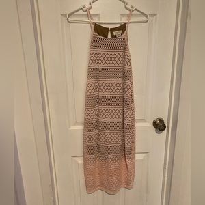 Size M pink overlay lace with tan under lining dress